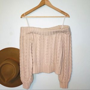 Forever 21 off shoulder cable knit sweater